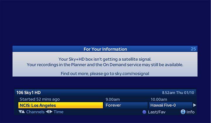 No satellite signal