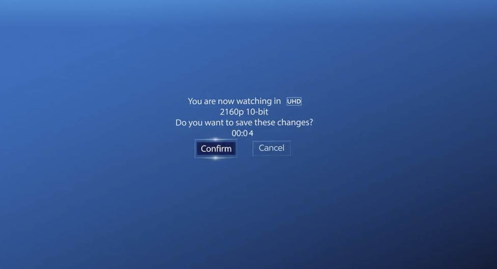 Sky Q Resolution Confirmation Screen
