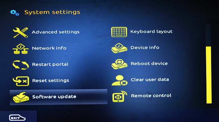 MAG 254 Software Update Screen