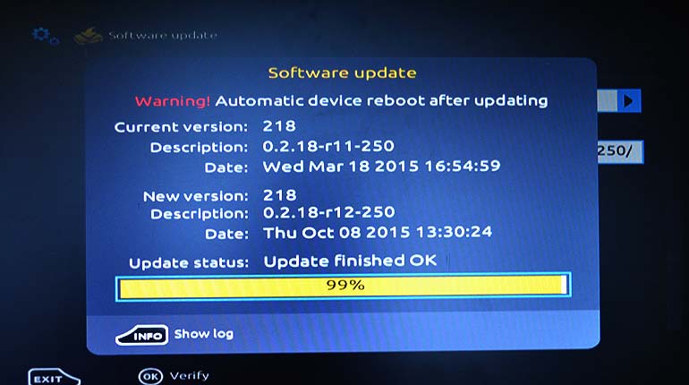 MAG 254 Software Version Screen